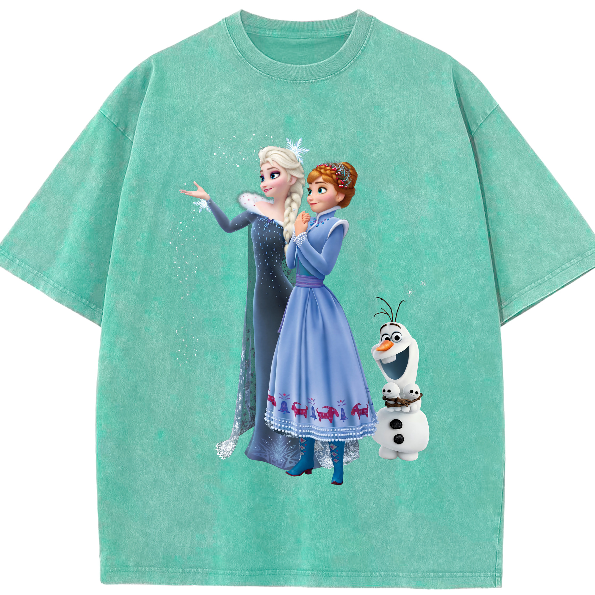 （画像用） アナと雪の女王 アンナ エルサ Frozen Anna Elsa 綿100% ヴィンテージ風 半袖Tシャツ（フロントプリント）